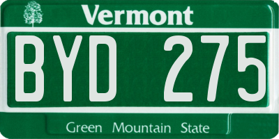 VT license plate BYD275