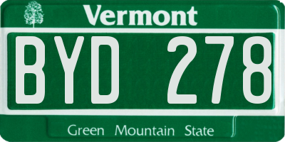 VT license plate BYD278