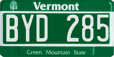 VT license plate BYD285