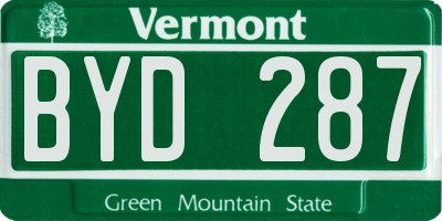 VT license plate BYD287