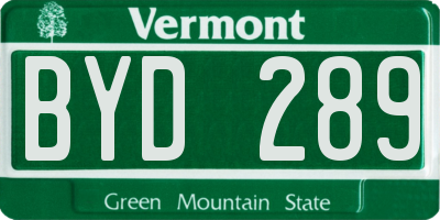 VT license plate BYD289