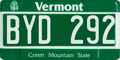VT license plate BYD292