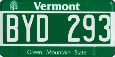 VT license plate BYD293