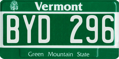 VT license plate BYD296