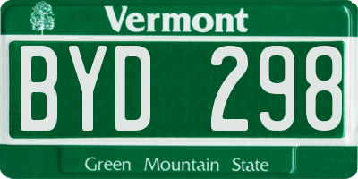 VT license plate BYD298