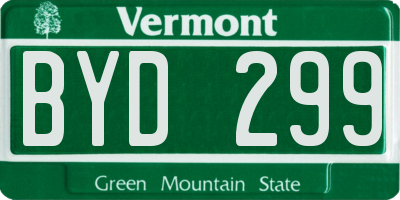 VT license plate BYD299