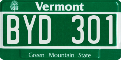 VT license plate BYD301