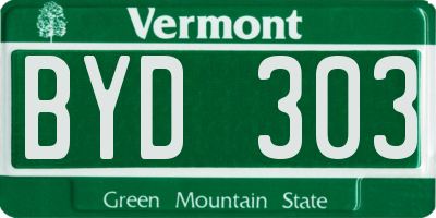 VT license plate BYD303
