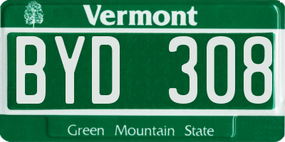 VT license plate BYD308