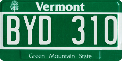 VT license plate BYD310