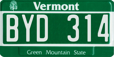 VT license plate BYD314