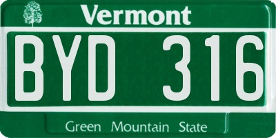 VT license plate BYD316