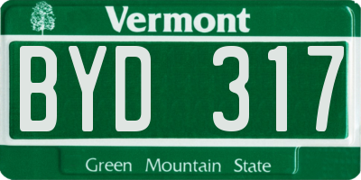 VT license plate BYD317
