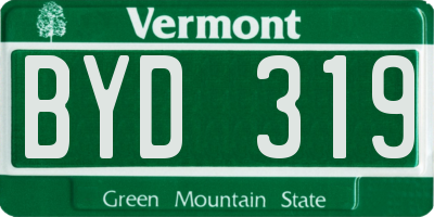 VT license plate BYD319