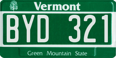 VT license plate BYD321