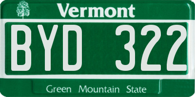 VT license plate BYD322