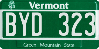 VT license plate BYD323