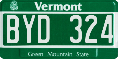 VT license plate BYD324
