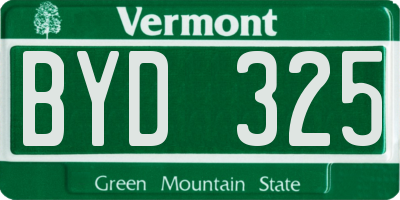 VT license plate BYD325