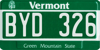 VT license plate BYD326