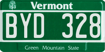VT license plate BYD328
