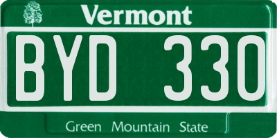 VT license plate BYD330