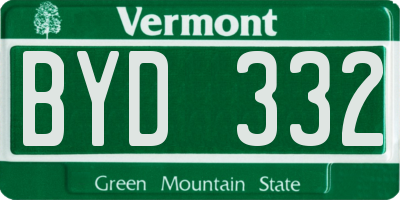 VT license plate BYD332