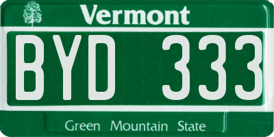 VT license plate BYD333