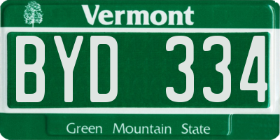 VT license plate BYD334