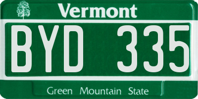 VT license plate BYD335
