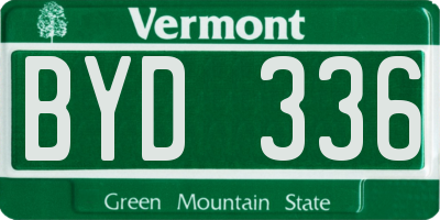 VT license plate BYD336