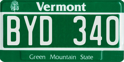 VT license plate BYD340
