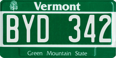 VT license plate BYD342