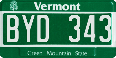 VT license plate BYD343