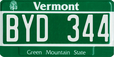 VT license plate BYD344