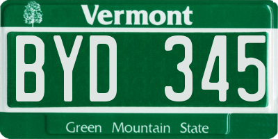 VT license plate BYD345