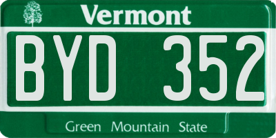 VT license plate BYD352