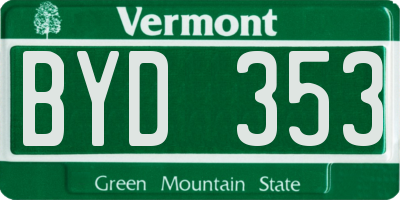 VT license plate BYD353