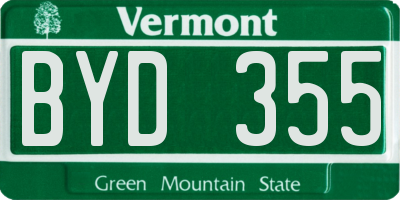 VT license plate BYD355