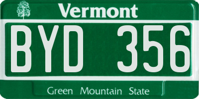 VT license plate BYD356