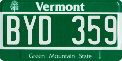 VT license plate BYD359