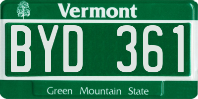 VT license plate BYD361