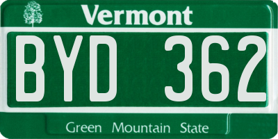 VT license plate BYD362