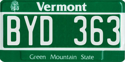 VT license plate BYD363