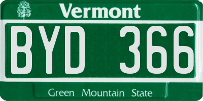 VT license plate BYD366