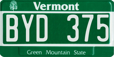 VT license plate BYD375