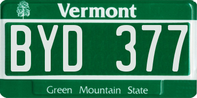 VT license plate BYD377