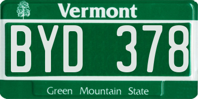 VT license plate BYD378