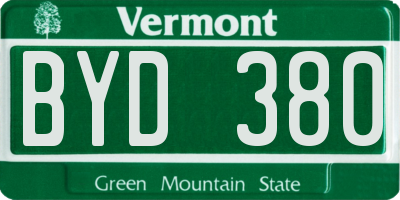 VT license plate BYD380