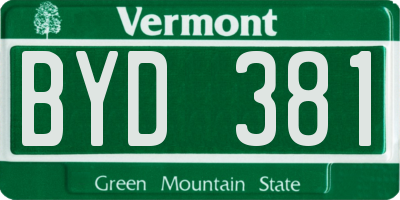 VT license plate BYD381
